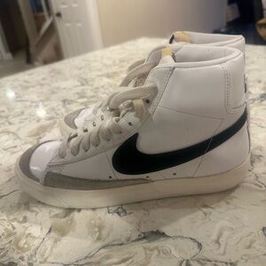 Nike White and Black High-Top Sneakers